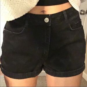 Missguided Black High Waisted Cuffed Shorts